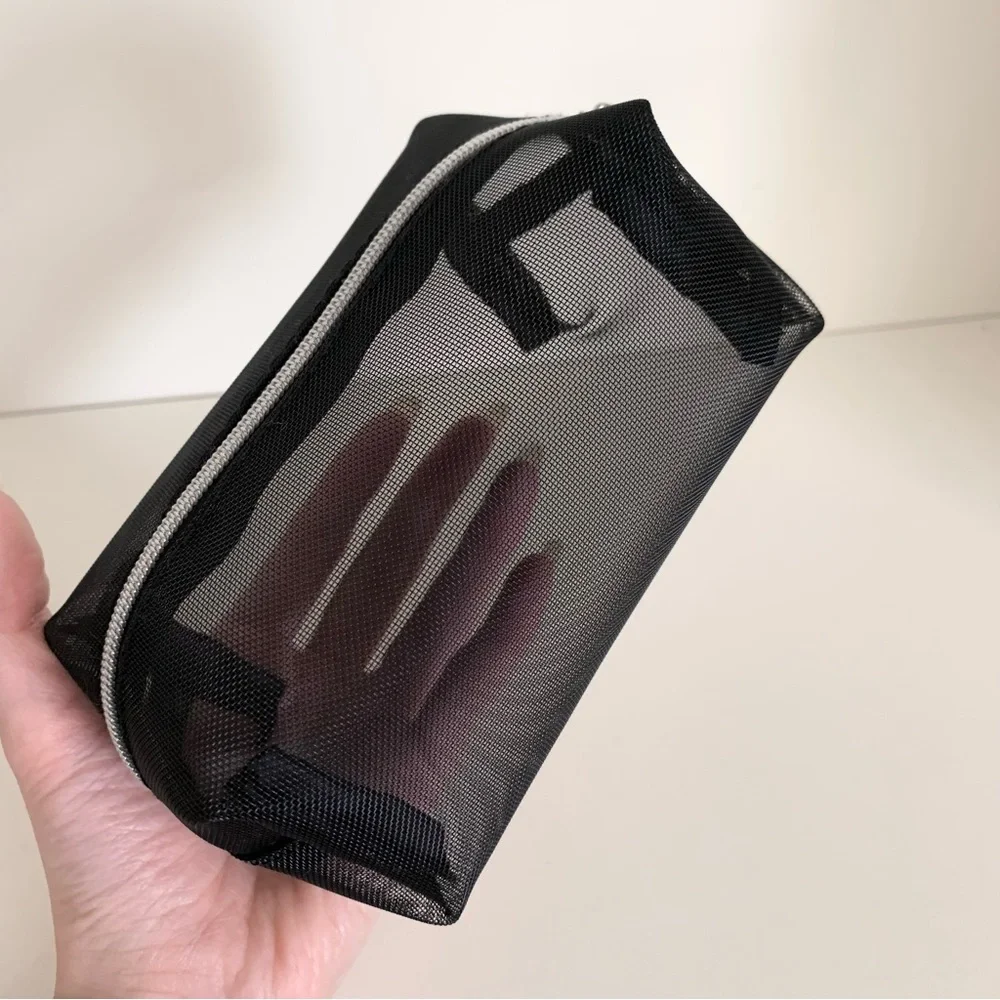 Lancôme black mesh cube zippy pouch